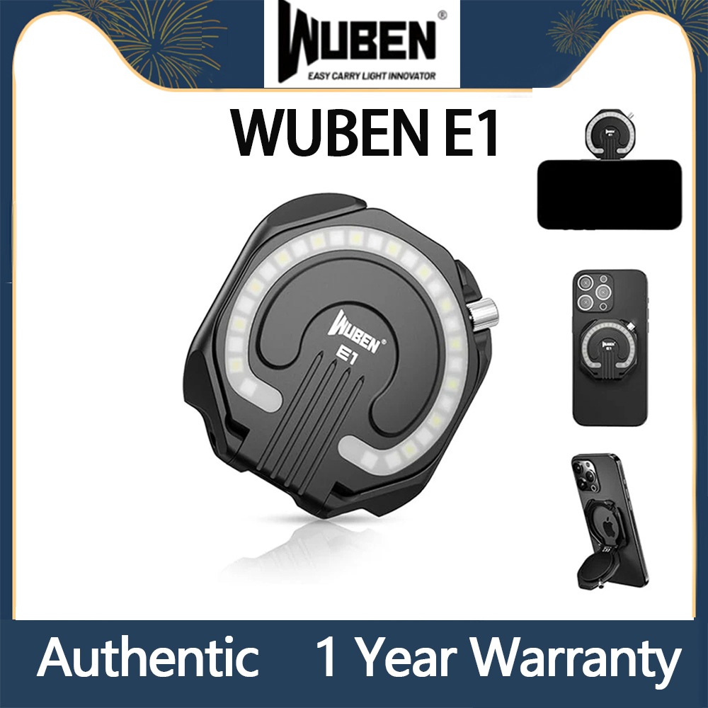 WUBEN E1 EDC ไฟฉายขนาดเล็ก, ไฟเซลฟี่ LED แบบชาร์จไฟได้ 300 ลูเมนสําหรับขาตั้งโทรศัพท์