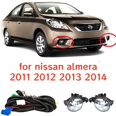 ไฟโคมไฟกันชนหน้า(พร้อมหลอดไฟ)ไฟตัดหมอกไฟตัดหมอกสําหรับ nissan almera 2011 2012 2013 2014