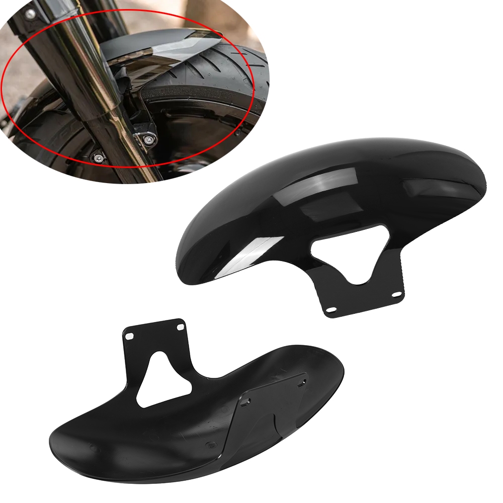 รถจักรยานยนต์ Gloss สีดําด้านหน้า Fender Mudguards สําหรับ Harley Softail M8 Fatboy FLFBS FLFB 2018-