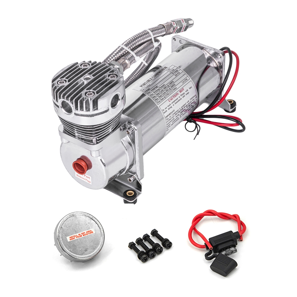 Universal Air Compressor DC 12V 200 PSI 480C Outlet 1/4 NPT หรือ 3/8 NPT รถ Air Suspension ปั๊มชุดสีดําหรือเงิน