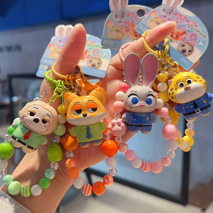 ของแท้บ้าสัตว์เมืองลูกปัดพวงกุญแจ/สร้างสรรค์น่ารักอะนิเมะตุ๊กตาจี้การ์ตูนของขวัญเล็กๆ