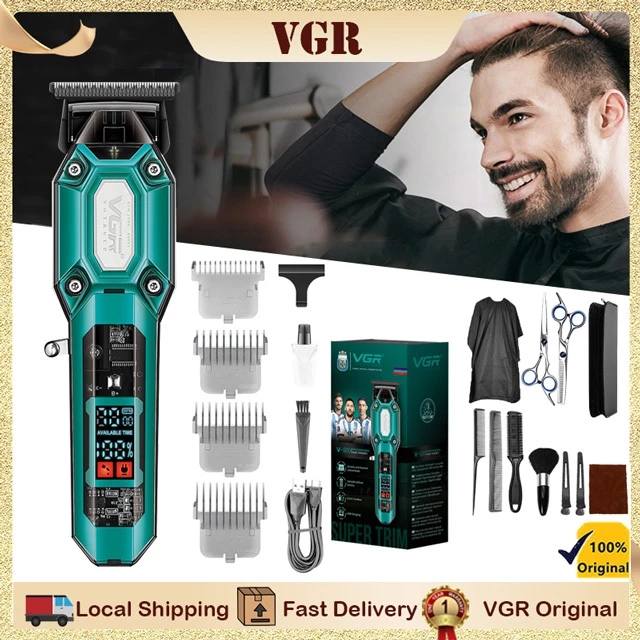 VGR V-900 ปัตตาเลี่ยนตัดผม มาพร้อมกับกันขอบ ทิมเมอร์ ฟันเซรามิค มีจอบอก%แบต 7000รอบ