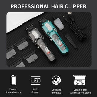 VGR V-900 ปัตตาเลี่ยนตัดผม มาพร้อมกับกันขอบ ทิมเมอร์ ฟันเซรามิค มีจอบอก%แบต 7000รอบ