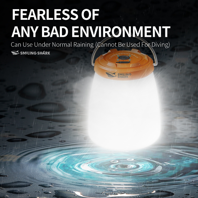 SMILING SHARK ชาร์จ Camping Light LED โคมไฟตั้งแคมป์กลางแจ้ง 5 โหมดสีขาวแสงสีเหลือง Type-c กันน้ํากลางแจ้ง Camping เดินป่า LY8288 — صورة 8