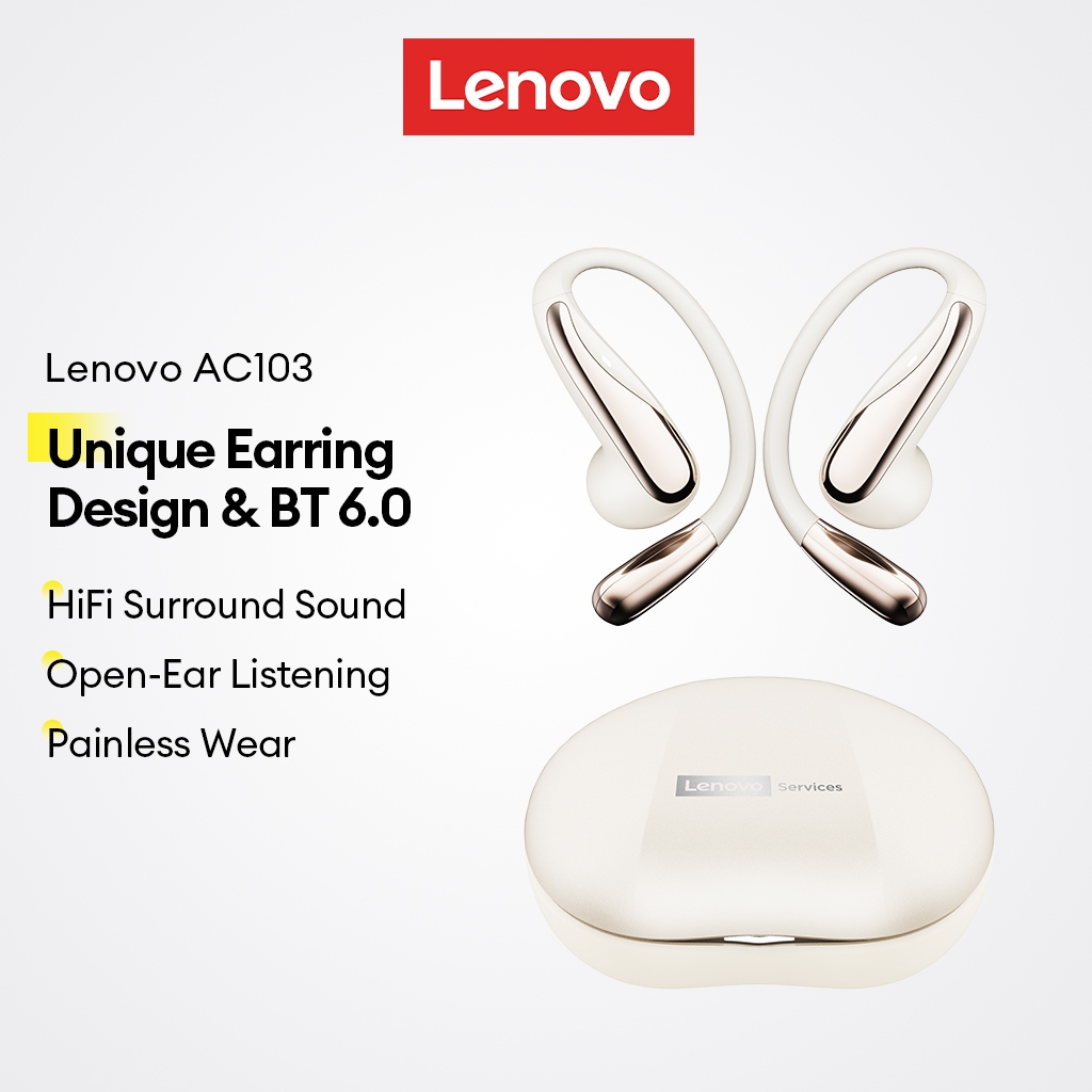 Lenovo AC103 หูฟังบลูทูธ และหูฟังไร้สายแบบหูเปิดพร้อมการออกแบบต่างหูเฉพาะและบลูทูธ 6.0 พร้อมเสียงเซอ
