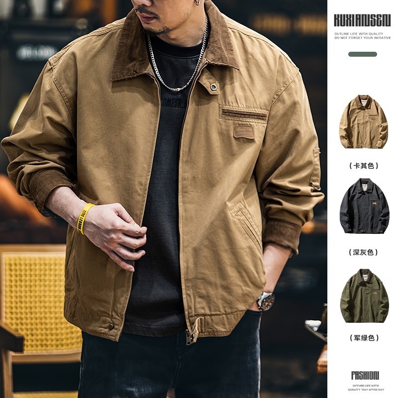Wuluwear American Retro Overalls เสื้อแจ็คเก็ตผู้ชายฤดูใบไม้ร่วง 2025 สไตล์ใหม่หลวม Tough Guy Hunter กลางแจ้งเสื้อลําลองผู้ชายอินเทรนด์
