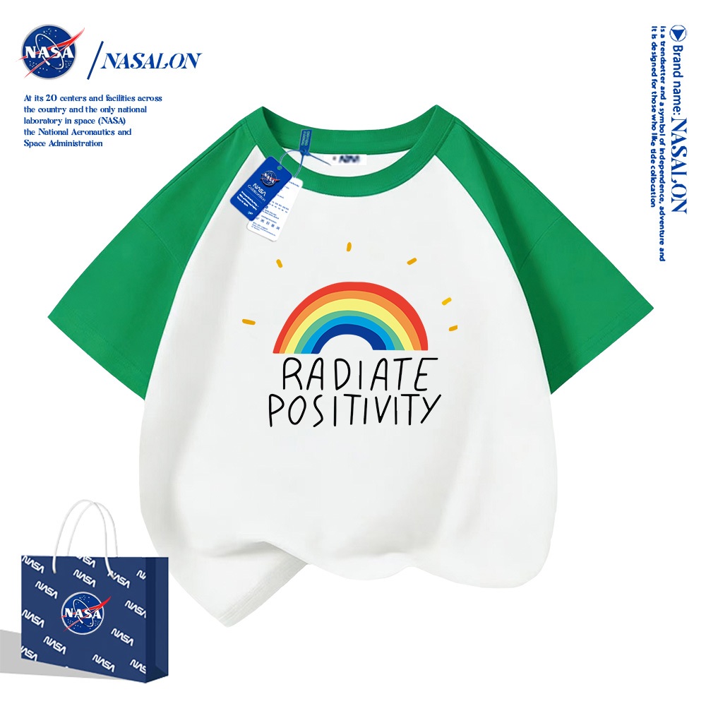 NASA เสื้อยืดเด็ก cotton 100% นุ่มสบาย ทรงหลวม ระบายอากาศดี ใส่สบายทั้งเด็กชายกับเด็กหญิง มี 5 สี ชุดเด็ก