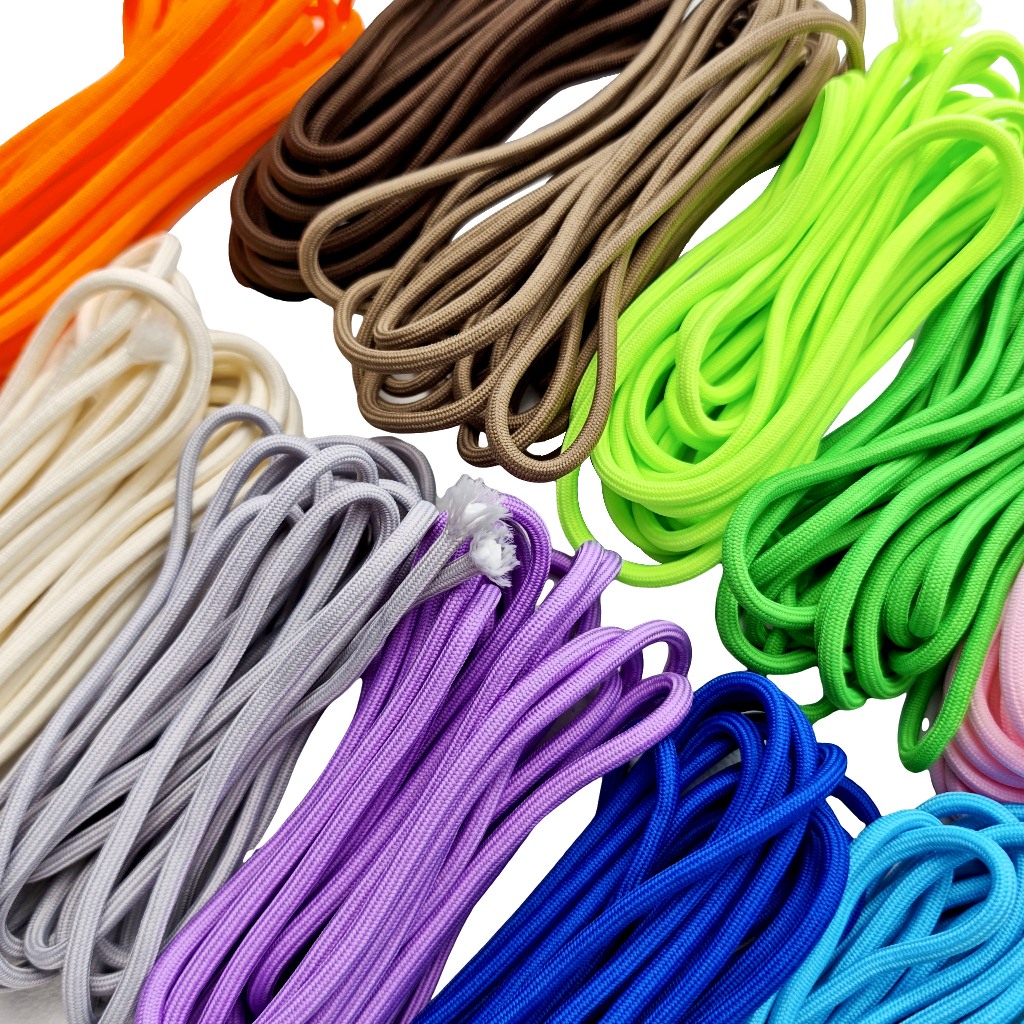 เชือก polyester สีเดียว ขนาด 5 มิลลิเมตร ความยาว 5 เมตร/ถุง เหมาะสำหรับทำสร้อยข้อมือ สร้อยคอม และต่างหู