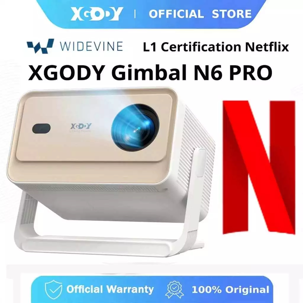 [NETFLIX Official]] XGODY N6 PRO 900 ANSI Projector กิมบอลมุมกว้าง 200°การปรับเทียบอัจฉริยะ โปรเจคเต