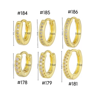 1 ชิ้น 316L ต่างหูห่วงสแตนเลสแถวเดียว Cubic Zirconia ต่างหูขนาดเล็ก