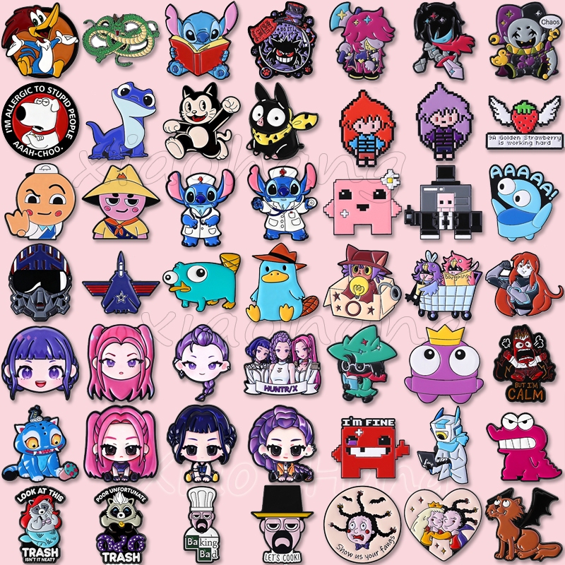 เข็มกลัดเคลือบลาย Deltarune, Lilo Stitch และ Platypus สไตล์อนิเมะ เหมาะสำหรับคนชอบเกมและการ์ตูน เป็นของขวัญสำหรับเพื่อน