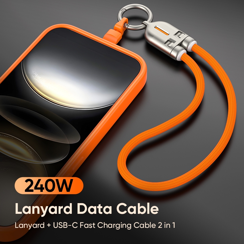 สายเคเบิลเชือกเส้นเล็กดีไซน์กลวงออกใหม่, การชาร์จอย่างรวดเร็ว 240W PD, 48/5A, QC3.0/PD3.1, การถ่ายโอนข้อมูล Type-c ถึง Type-c USB2.0