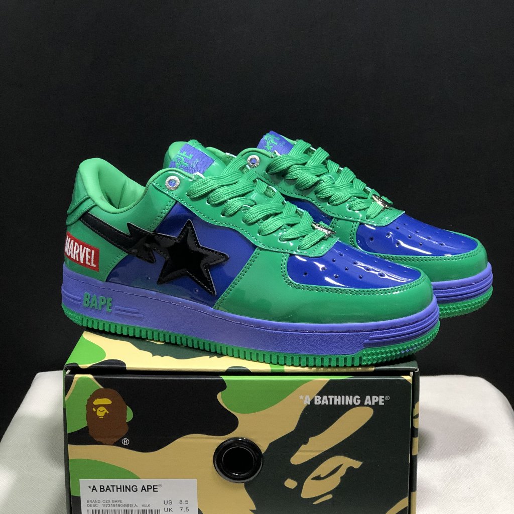 Bape Sta รองเท้าบอร์ดลําลองตัดต่ําที่ทนต่อการสึกหรอและสะดวกสบายสี: Hulk