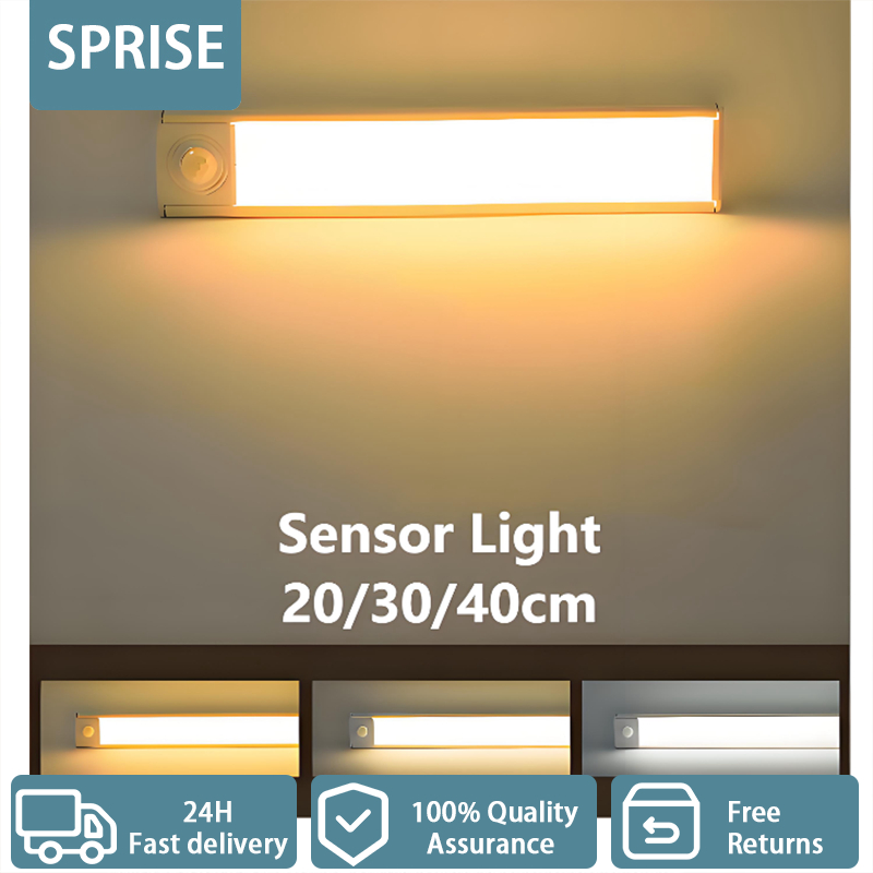 SPRISE Strip Night Light Sensor โคมไฟสติกเกอร์ LED เตียงตู้ไร้สายชาร์จ 20/30/40 ซม.