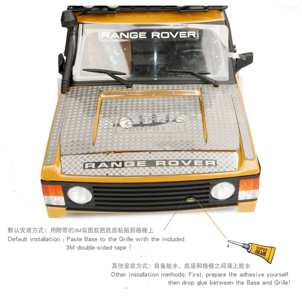 RCDream จําลองด้านหน้าโลโก้รถ/Emblem สําหรับ 1/10 FMS FCX10 Camel Trophy Discovery RC รุ่นรถ Crawler