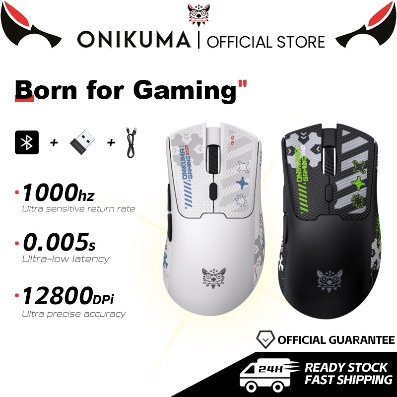 ONIKUMA DM01 เมาส์ไร้สายสําหรับเล่นเกม 1000Hz Polleling Rate เมาส์บลูทูธแบบชาร์จไฟได้ 2.4G Latency ต่ําเป็นพิเศษเมาส์กันลื่นตามหลักสรีรศาสตร์