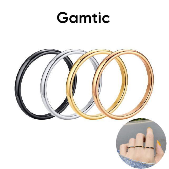 Gamtic 2mm Simple Wedding Band Promise แหวนผู้หญิงผู้ชาย,สแตนเลส Non Tarnish & Hypoallergenic แหวนเครื่องประดับของขวัญ
