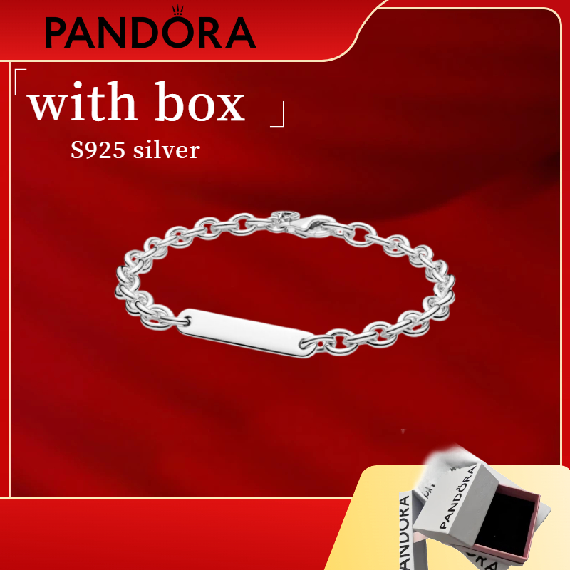 สร้อยข้อมือแบบ Bar Link สterling silver S925 สามารถแกะสลักได้ แถมกล่องบรรจุภัณฑ์