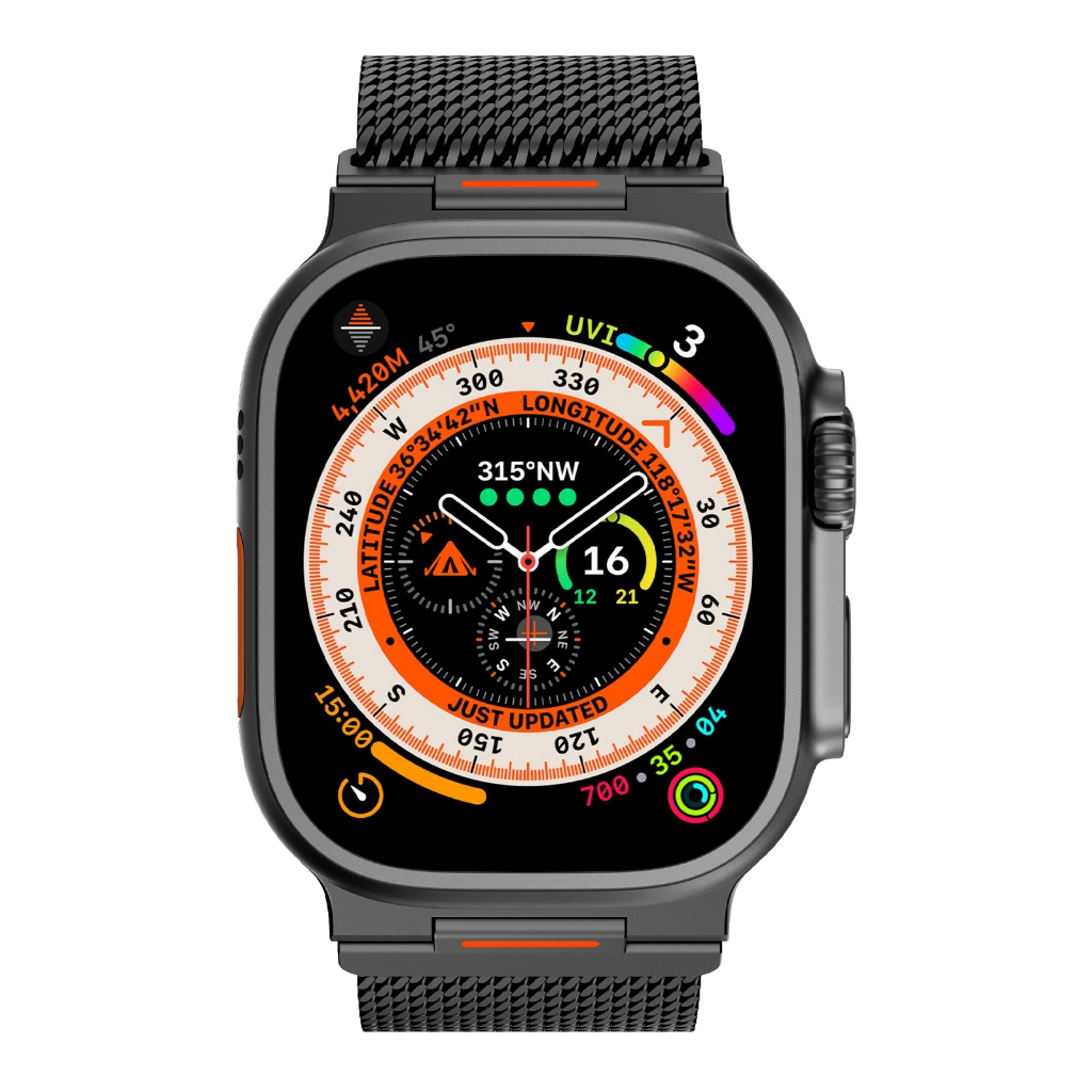 Vitality Orange Milan สําหรับ Apple Watch Ultra 42/44/45/49/46 มม. i-watch Series Ultra11/10/9/8/7/6/5/4/3/2/1