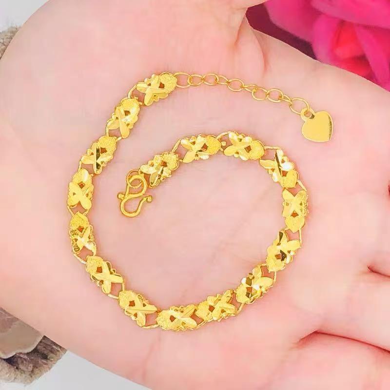 สร้อยข้อมือหัวใจโคลเวอร์สี่ใบ สไตล์เกาหลี สีทอง ของขวัญวันเกิดสำหรับเธอ ราคา ถูกที่สุด ดีลบีเคเค แกลเลอรีภาพที่ 8