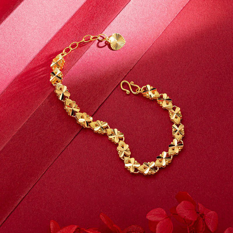สร้อยข้อมือหัวใจโคลเวอร์สี่ใบ สไตล์เกาหลี สีทอง ของขวัญวันเกิดสำหรับเธอ ราคา ถูกที่สุด ดีลบีเคเค แกลเลอรีภาพที่ 9