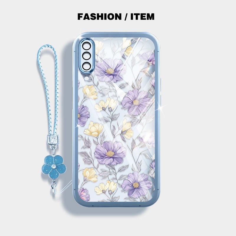 YBD Clear สําหรับ Samsung Galaxy A50 A50S A30S A307 A03S A02S M02S A025 A307 หรูหราดอกไม้สีม่วง Blos