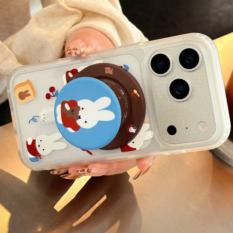 Miffy ลายกระต่ายเคสโทรศัพท์พร้อมขาตั้งเข้ากันได้กับ iPhone 11 12 Pro 13 Pro Max 15 Pro Max 14 16 Pro 16 Plus 17 Air 17 Pro 17 Pro Max