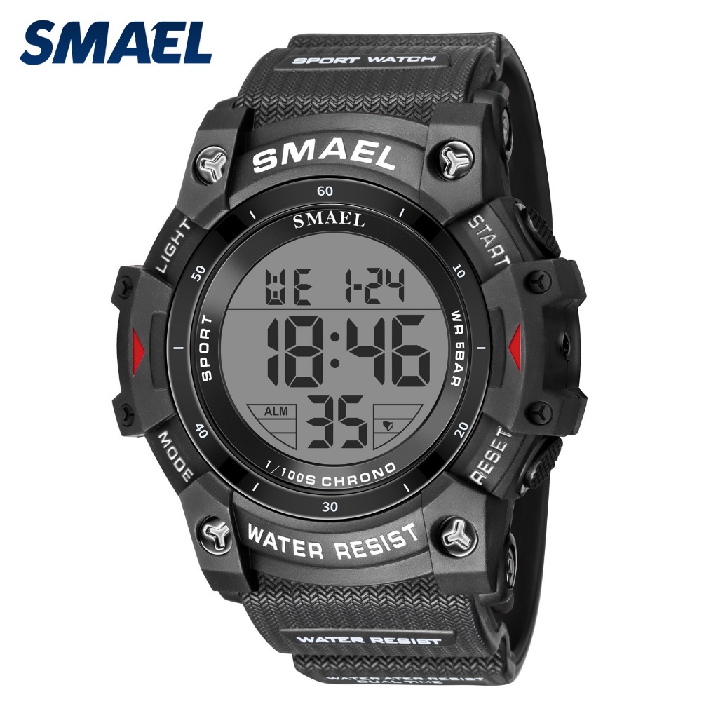 SMAEL สมาเอล ยี่ห้อใหม่อิเล็กทรอนิกส์นาฬิกาสปอร์ตสําหรับผู้ชายนาฬิกาปลุกนาฬิกาจับเวลานาฬิกาดิจิตอลแส