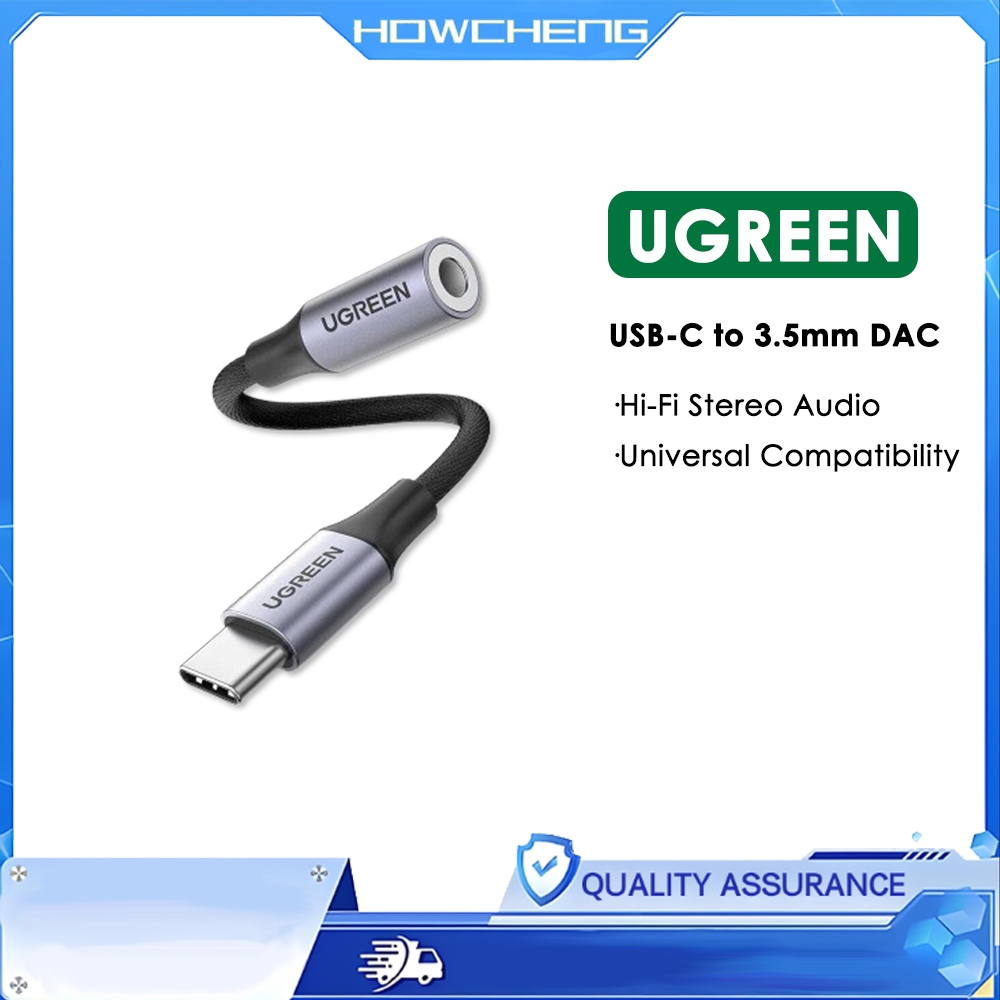UGREEN อะแดปเตอร์หูฟัง Type-C ถึง 3.5 มม. ชิปถอดรหัสในตัวสําหรับเสียงคุณภาพสูง (DAC)