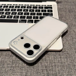 【Large window/Matte TPU soft case/White】เคส compatible for iPhone 13 14 15 16 17 pro max case