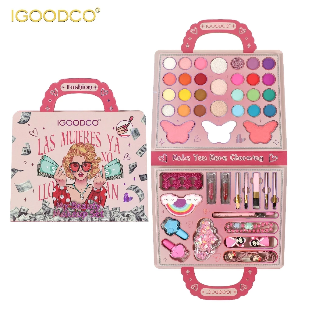IGOODCO( LK28589) เด็กผู้หญิงของขวัญวันเกิดแต่งหน้ากล่องของขวัญ (3-16 ปี) เครื่องประดับสุ่ม