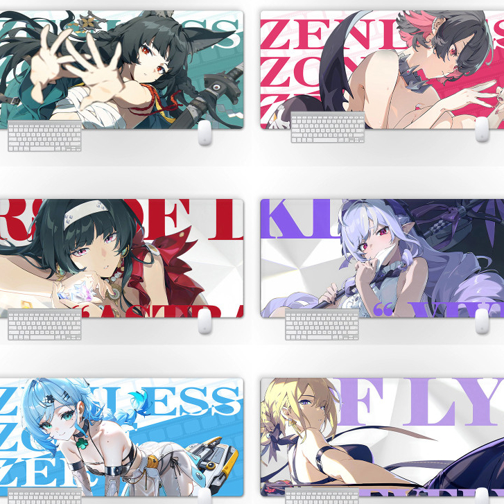 แผ่นรองเมาส์ Zenless Zone Zero Miyabi Yixuan แผ่นรองคีย์บอร์ดขนาดใหญ่ล็อคแผ่นรองเมาส์ขอบ