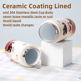 Diller Ceramic liner สูญญากาศฉนวน Tumbler Handle Double Layer Flask Thermos 17oz/500ml D240527