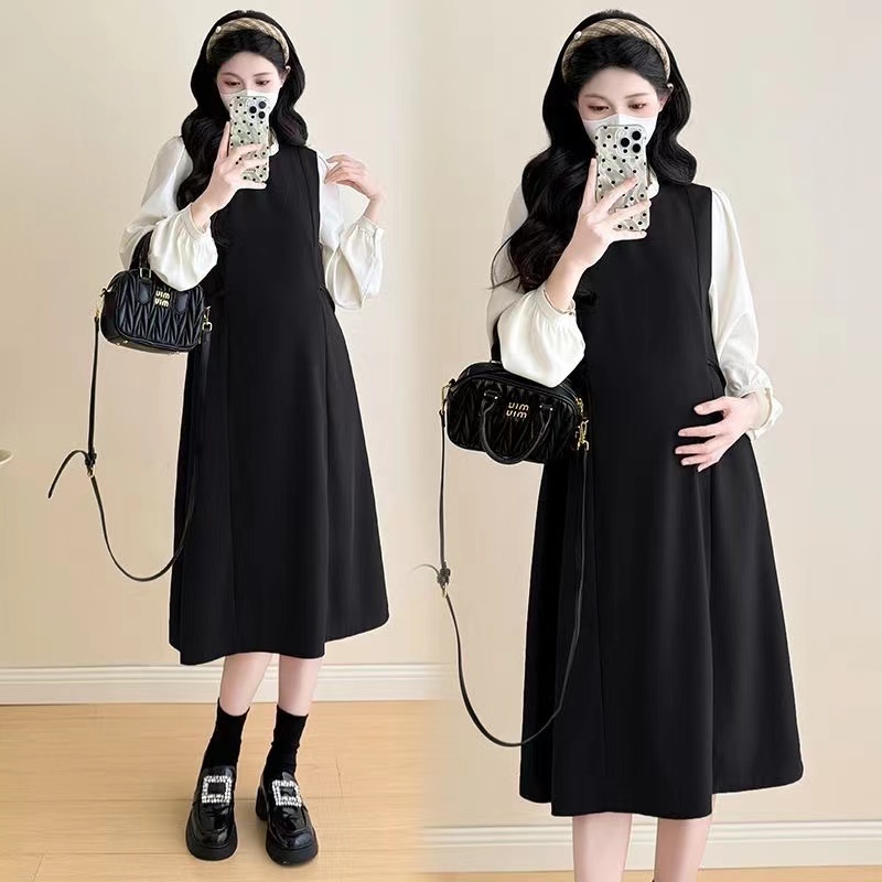 宝宝内衣裙秋冬季时尚 假假假两两用 长款裙子秋冬装 allowance长袖连衣裙衣裙女士短袖长袖连衣裙衣裙夏季ฤดูใบไม้ร่วงแฟชั่นเย็บปลอมสองหญิงตั้งครรภ์ - รูปที่ 5