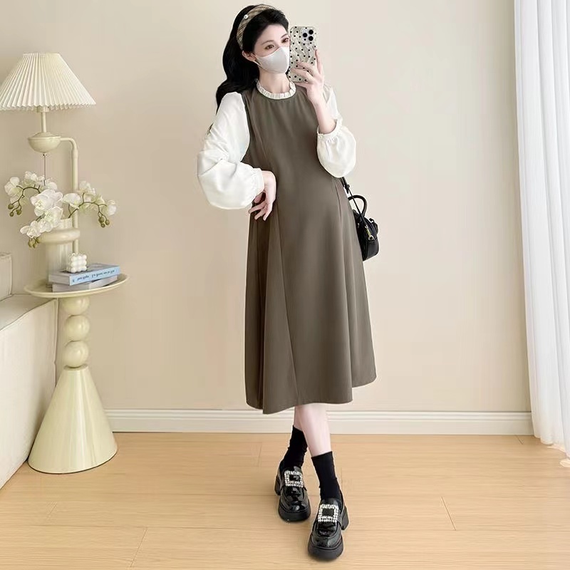 宝宝内衣裙秋冬季时尚 假假假两两用 长款裙子秋冬装 allowance长袖连衣裙衣裙女士短袖长袖连衣裙衣裙夏季ฤดูใบไม้ร่วงแฟชั่นเย็บปลอมสองหญิงตั้งครรภ์ - รูปที่ 6