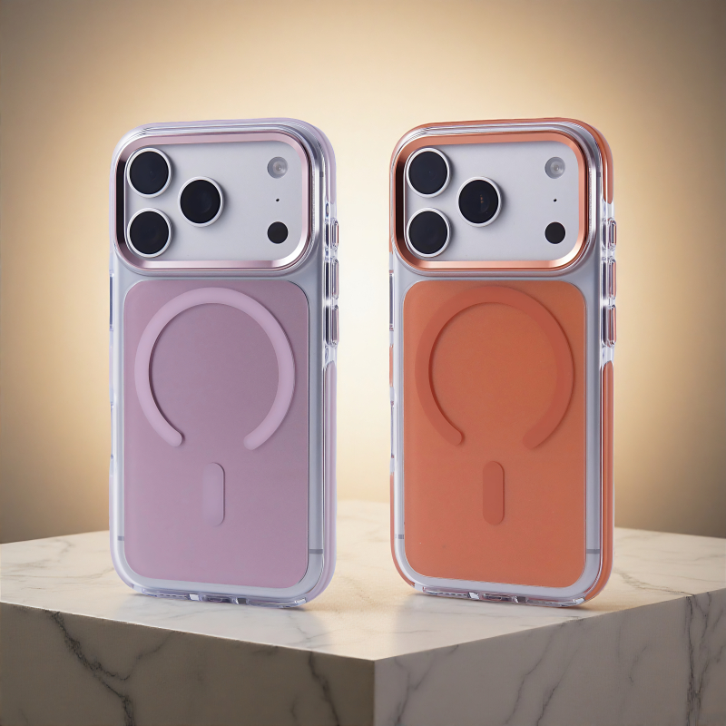 Matte acrylic Hard Case สีส้ม เข้ากันได้กับ iPhone 16 17 Pro Max กรณี Tpu Edge Anti-ลายนิ้วมือปลอก