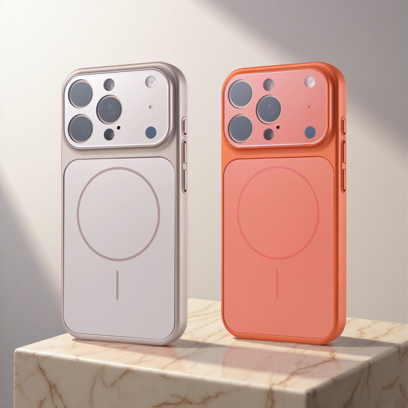 หน้าต่างขนาดใหญ่เต็มเลนส์ Matte Pc hard Case สีส้ม เคส เข้ากันได้ For iPhone 17 15 14 13 16 pro MAX 