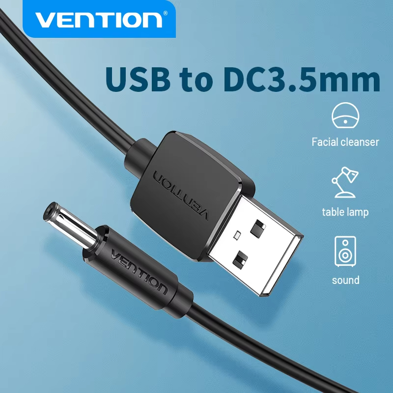 Vention สายชาร์จ USB to DC 3.5 มม. USB A Male to 3.5 Jack Connector 5V Power Supply อะแดปเตอร์ชาร์จส
