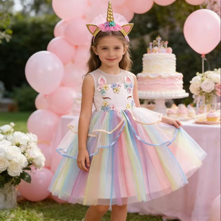 ชุดยูนิคอร์น แต่งลูกไม้ สไตล์เจ้าหญิง สําหรับงานปาร์ตี้วันเก…