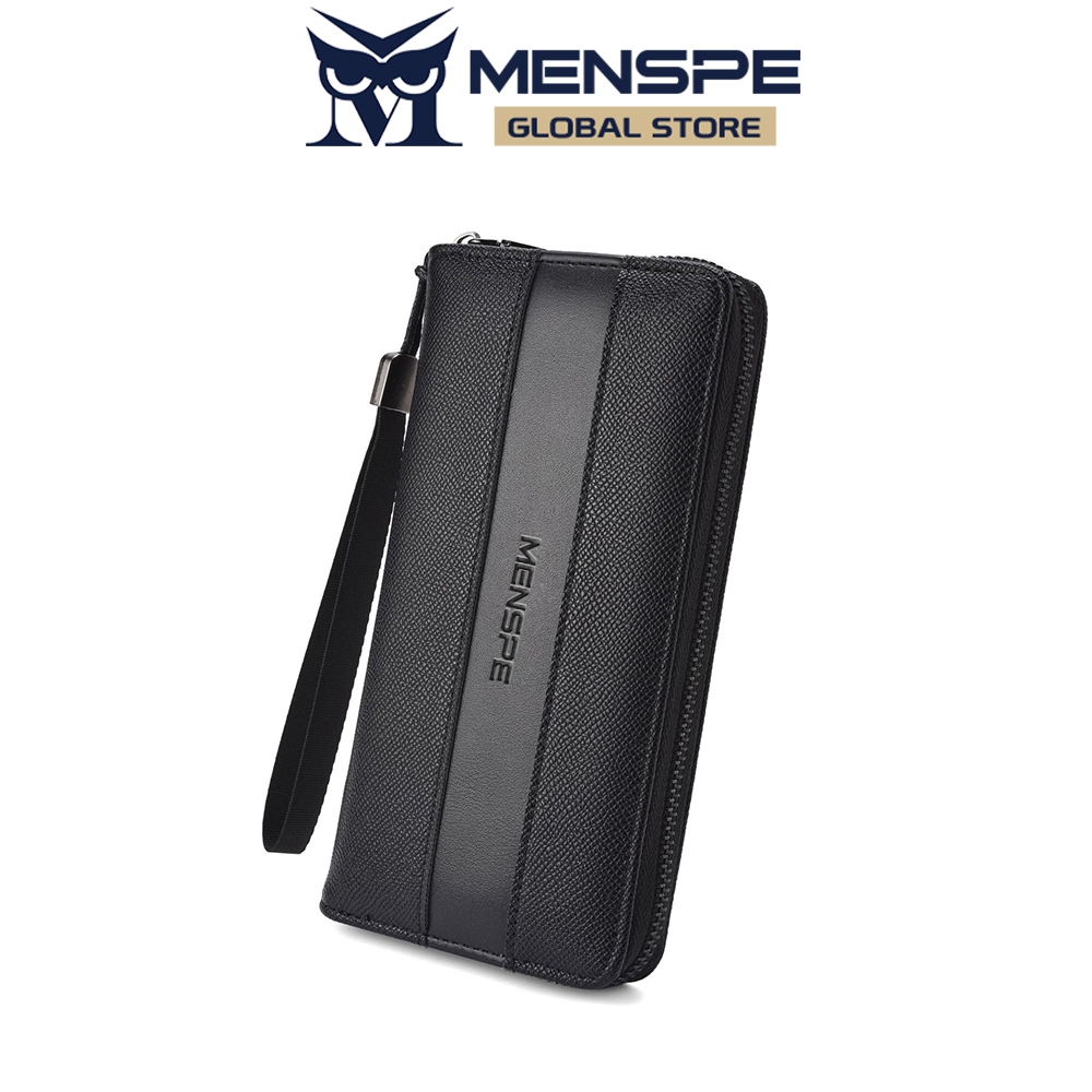 Menspe กระเป๋าสตางค์ PU ใบยาวชาย กระเป๋าสตางค์อเนกประสงค์