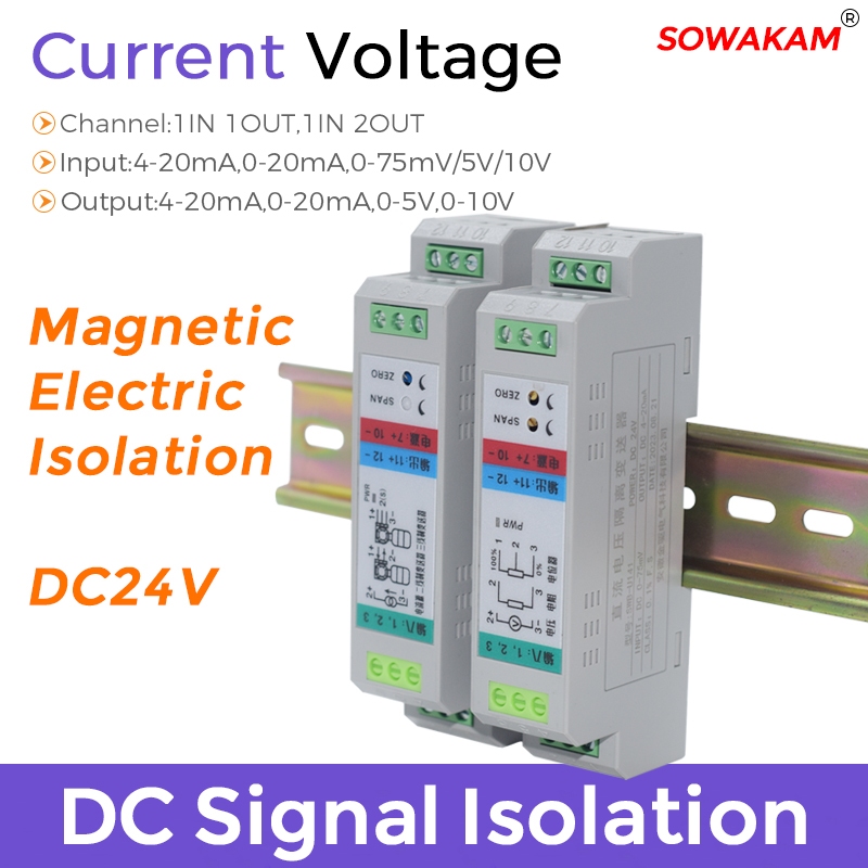 Dc สัญญาณ Isolator 4-20mA 0-20mA 0-75mV 0-5V 10V Current และแรงดันไฟฟ้าสัญญาณเครื่องส่งสัญญาณ Converter