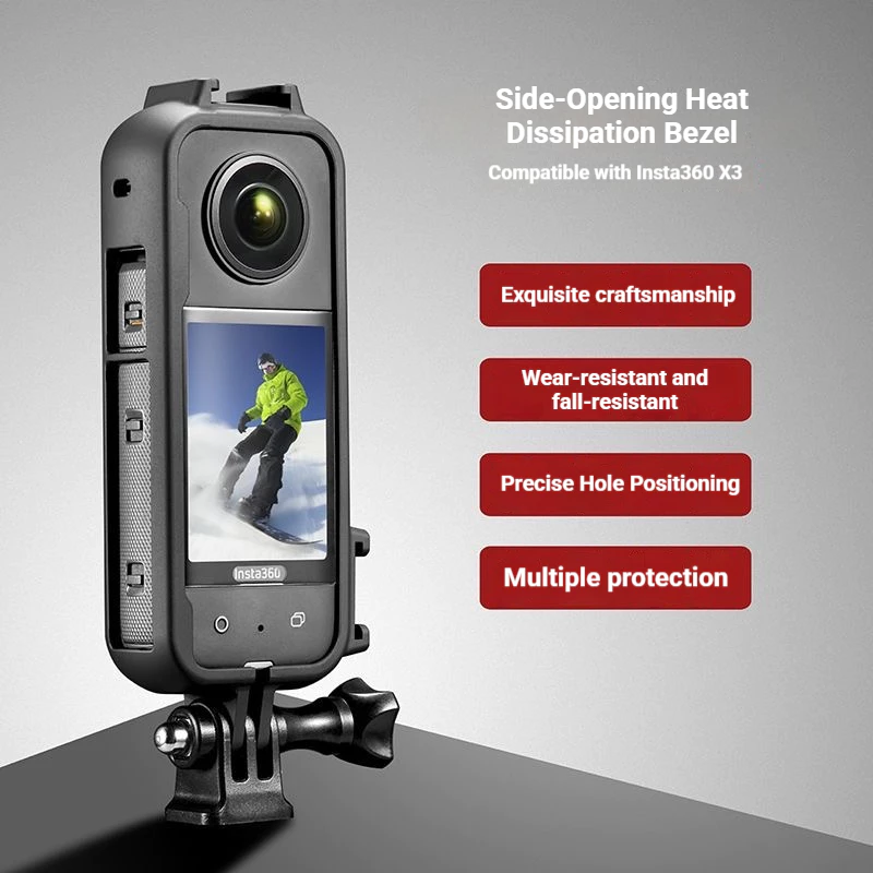 โครงที่อยู่อาศัยกรงกระเป๋าสําหรับ Insta360 X4 Air/X5/X4/X3/X2 กล้องขยายอุปกรณ์เสริมเกราะป้องกันกรงพร้อมอะแดปเตอร์สากลกันกระแทกเคสกระจายความร้อน thumbnail 6