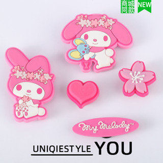 รองเท้าหัวเข็มขัดสไตล์ใหม่ กับอุปกรณ์เสริมลายดอกไม้ ถอดได้ ส…