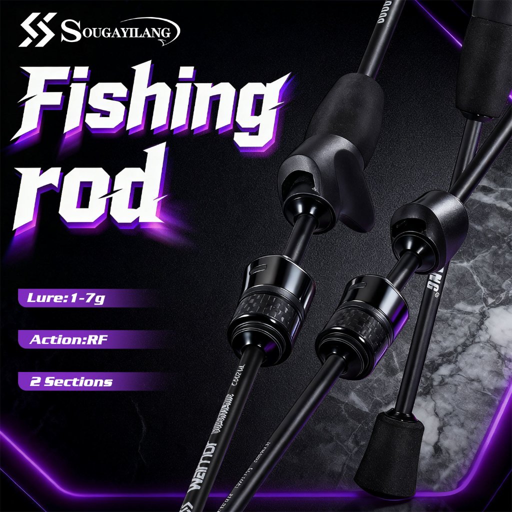 Sougayilang คาร์บอนเบ็ดตกปลาแบบบูรณาการ 2 ส่วน 1.8M Spinning Casting Fishing Rod แบบพกพาน้ําหนักเบาเบ็ดตกปลา EVA Handle สําหรับน้ําเค็มน้ําจืด