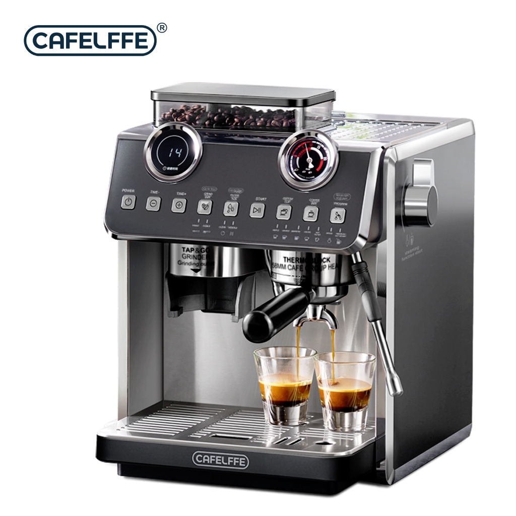Cafelffe เครื่องชงกาแฟเอสเปรสโซ่ พร้อมเครื่องบดเมล็ดกาแฟ และคาปูชิโน่ แบบมืออาชีพ