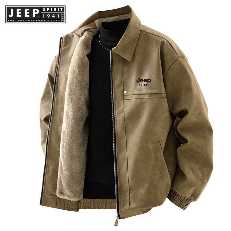 เสื้อแจ็คเก็ตหนัง JEEP SPIRIT 1941 สำหรับผู้ชาย ออกแบบมาให้อุ่นในอากาศหนาว