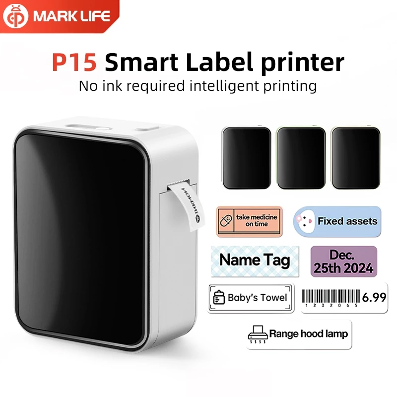 Marklife P15 เครื่องพิมพ์ฉลากความร้อน เครื่องพิมพ์ฉลากบลูทูธไร้สาย เครื่องพิมพ์ฉลากขนาดเล็กแบบพกพา