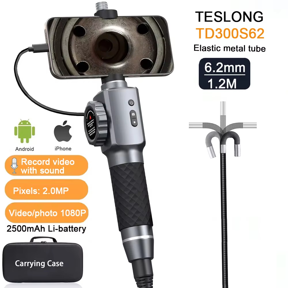เลนส์ 2.0MP 6.2mm สองทาง 210°กล้องเอนโดสโคปแบบประกบสําหรับ Android Ios Tablet Endoscope บันทึกวิดีโอ