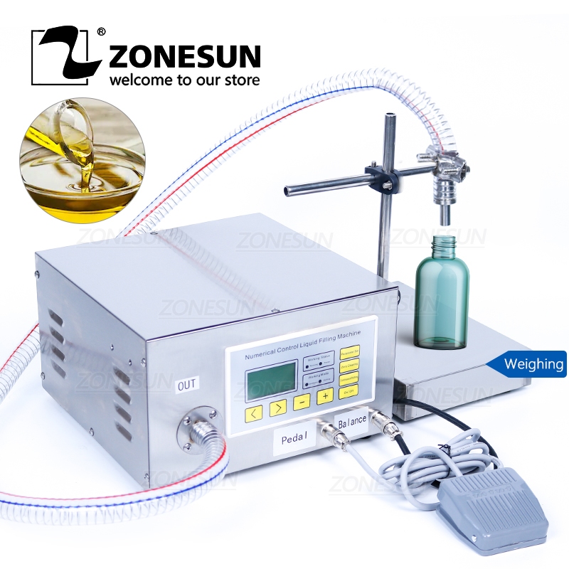 ZONESUN ZS-GP631 กึ่งอัตโนมัติบรรจุน้ํามันเครื่องชั่งน้ําหนักหัวเดียวเกียร์ปั๊มฟิลเลอร์เครื่องบรรจุส