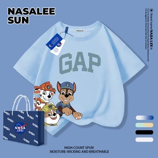 จัดส่งภายใน 48 ชั่วโมง เสื้อยืดผ้าฝ้ายสีขาวสำหรับเด็ก NASA พิมพ์ลาย Paw Patrol อายุ 3-16 ปี เสื้อแขนสั้นสวมใส่สบายสำหรับเด็กชายและเด็กหญิง